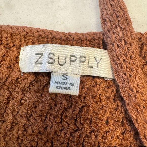 Z Supply Tay Crochet Tank Teakwood Boho Button Front Crop S - Picture 6 of 9